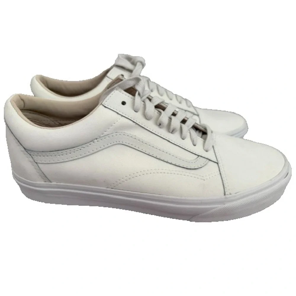 Vans Old Skool Men's Size 10 Classic Tumbled Leather True White Skate Shoes